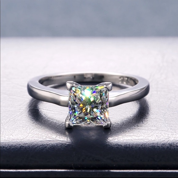 Luxury New Princess 925 Silver Diamond Bridal Ring - Picture 4 of 5